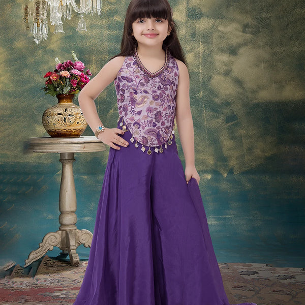 Girls party wear sharara set with floral embroidery Jaipur