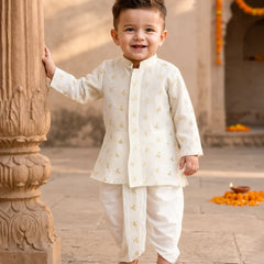 Stylish Cream Sequins Kurta Dhoti Set Jaipur