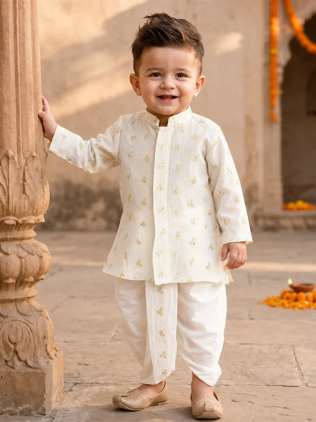 Stylish Cream Sequins Kurta Dhoti Set Jaipur