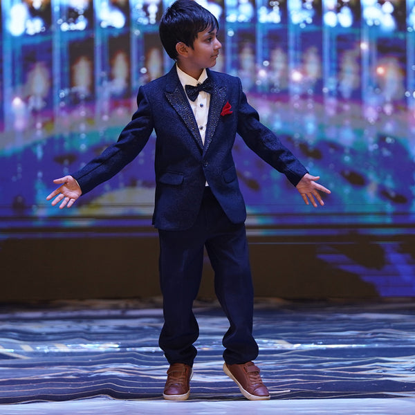 Boys shawl collar navy coat pant suit partywear Jaipur boutique