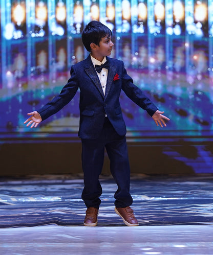 Boys shawl collar navy coat pant suit partywear Jaipur boutique
