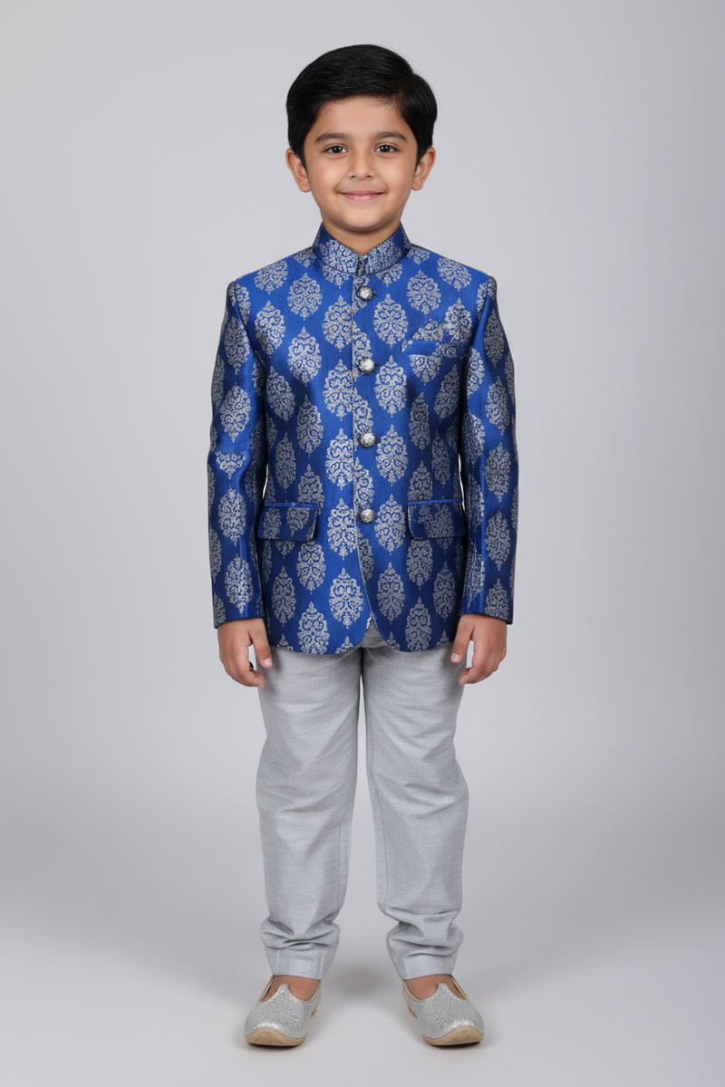 Designer Kids Jodhpuri Suit Jaipur | Blue Bandhgala Sherwani for Boys Wedding