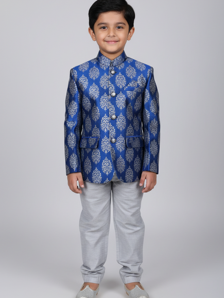 Designer Kids Jodhpuri Suit Jaipur | Blue Bandhgala Sherwani for Boys Wedding
