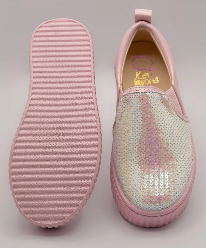 Girls' Sequin Pink Slip-On Sneakers (Ages 1–8 Years) – Jaipur