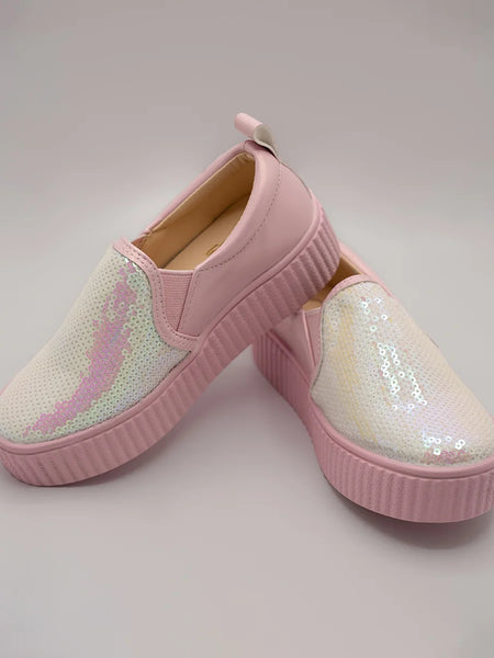 Girls' Sequin Pink Slip-On Sneakers (Ages 1–8 Years) – Jaipur