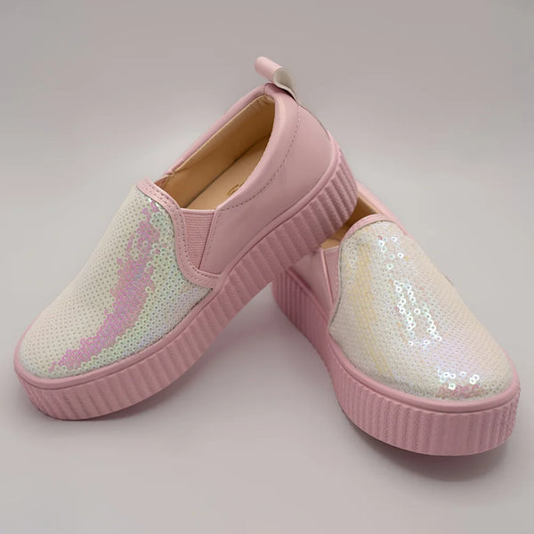 Girls' Sequin Pink Slip-On Sneakers (Ages 1–8 Years) – Jaipur