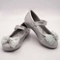 silver sandals with bow for girls 