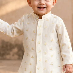 Stylish Cream Sequins Kurta Dhoti Set Jaipur