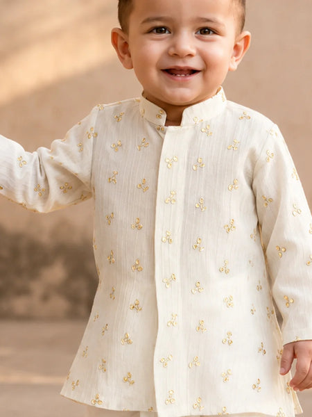 Stylish Cream Sequins Kurta Dhoti Set Jaipur