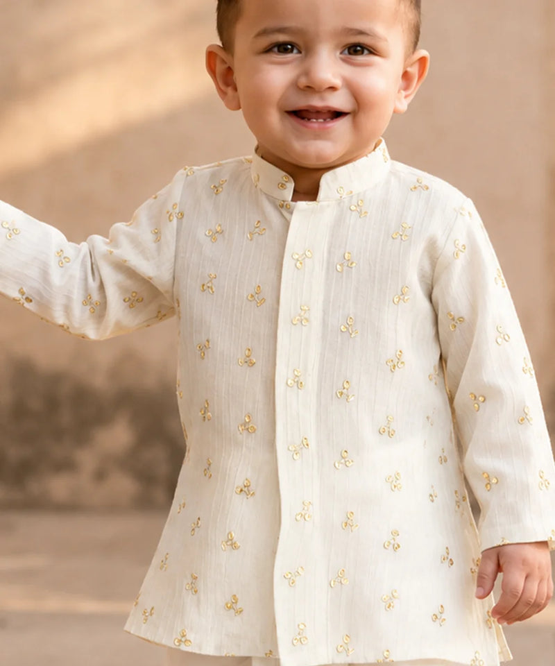 Stylish Cream Sequins Kurta Dhoti Set Jaipur