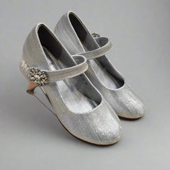 Kids' metallic silver dress flats featuring a sparkling strap and cushioned insole, Jaipur

