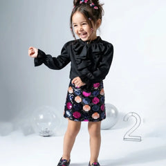Devils N Angels Black Ruffle Top & Sequin Skirt Co-ord Set for 1-7 Years Girls Jaipur