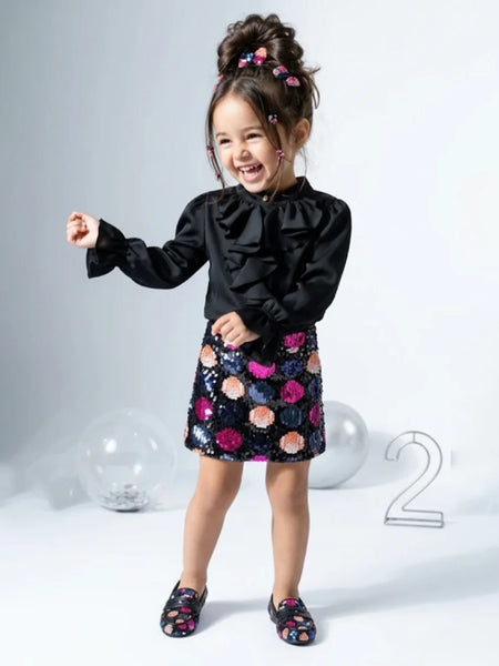 Devils N Angels Black Ruffle Top & Sequin Skirt Co-ord Set for 1-7 Years Girls Jaipur