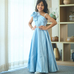 Sky blue designer gown dress for girls, Jaipur kids clothing store