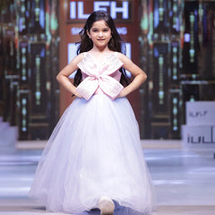 Pink and sky blue birthday party gown for girls, Jaipur kidswear market