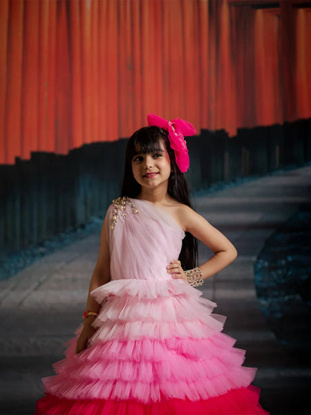 Soft net party wear gown for girls, full-length, Jaipur kids fashion shop