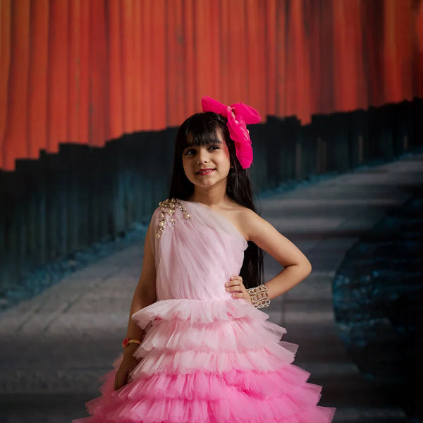 Soft net party wear gown for girls, full-length, Jaipur kids fashion shop