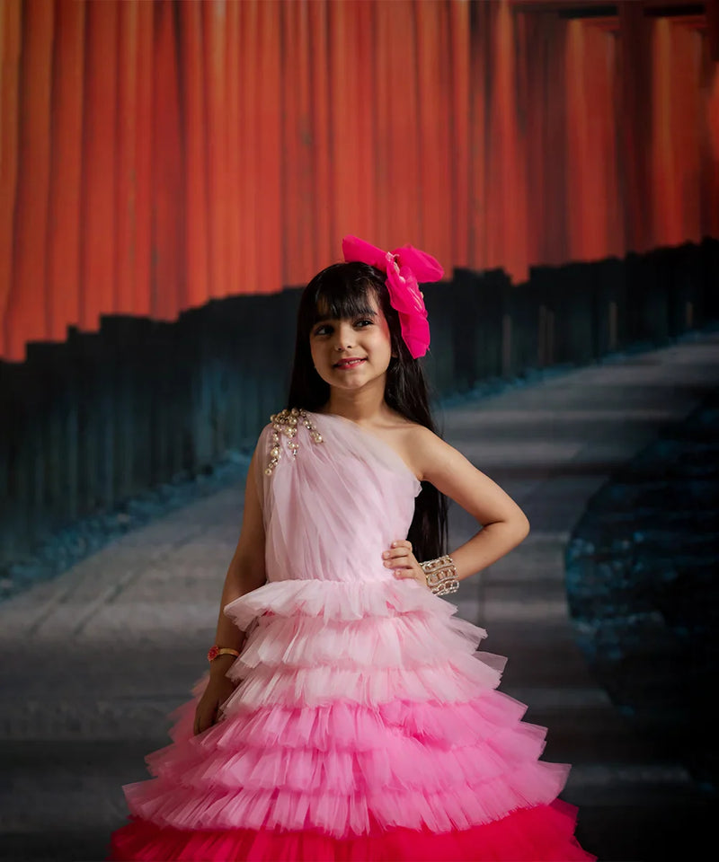 Soft net party wear gown for girls, full-length, Jaipur kids fashion shop