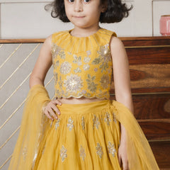 Devils N Angels Girls Yellow Party Wear Lehenga Choli Set Sizes 1-7 Years Jaipur