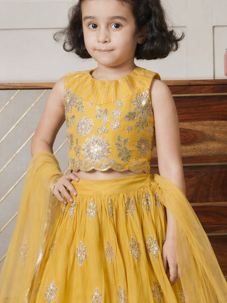 Devils N Angels Girls Yellow Party Wear Lehenga Choli Set Sizes 1-7 Years Jaipur