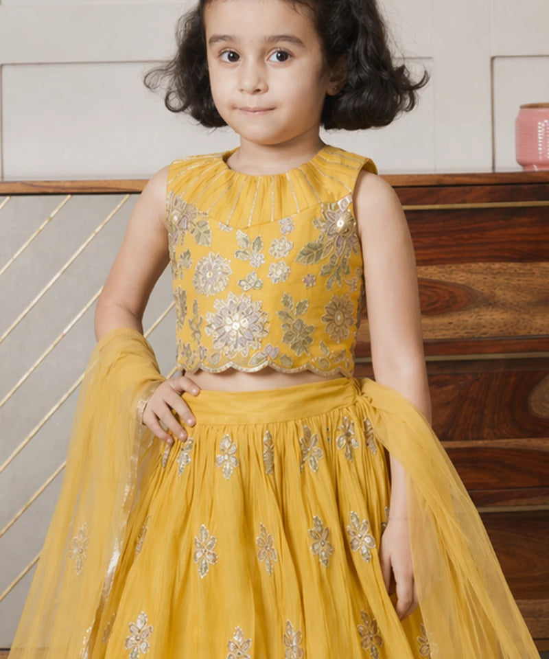 Devils N Angels Girls Yellow Party Wear Lehenga Choli Set Sizes 1-7 Years Jaipur