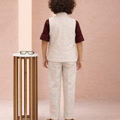 Boys Ivory Ethnic Waistcoat Suit Set for Wedding & Reception Jaipur