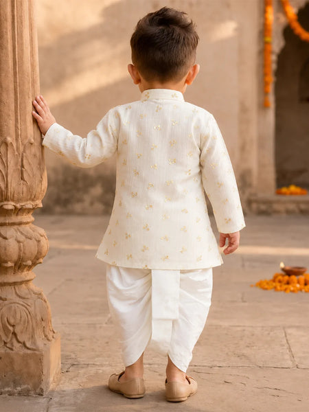 Stylish Cream Sequins Kurta Dhoti Set Jaipur