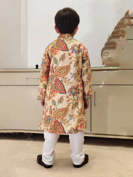 Ethnic multicolor kurta pyjama set for boys, top-rated kidswear shop Jaipur