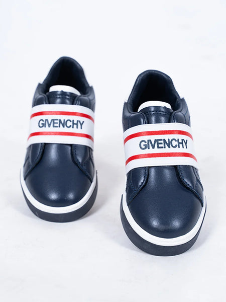 Kids' trendy navy designer sneakers featuring bold logo strap and cushioned sole, Jaipur