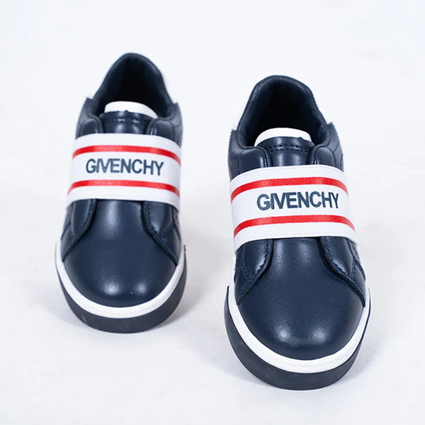 Kids' trendy navy designer sneakers featuring bold logo strap and cushioned sole, Jaipur