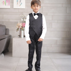 Boys formal black tuxedo suit with waistcoat Jaipur kids boutique