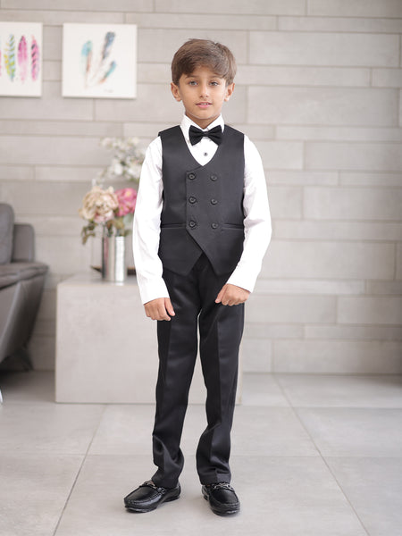 Boys formal black tuxedo suit with waistcoat Jaipur kids boutique