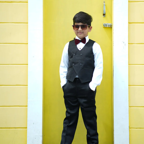 Kids maroon velvet tuxedo set for formal celebrations in Jaipur
