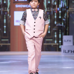 party wear pink waist coat suit set for boys 