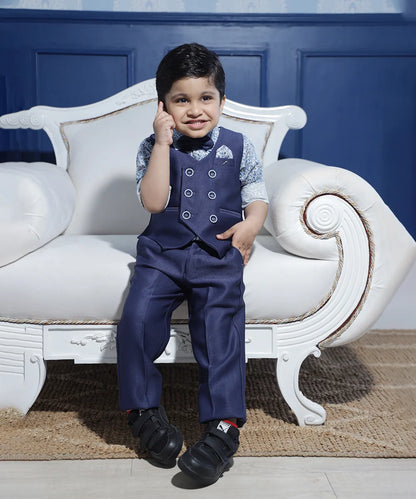 Navy Coloured Waist Coat Set for Boys for Birthday Party