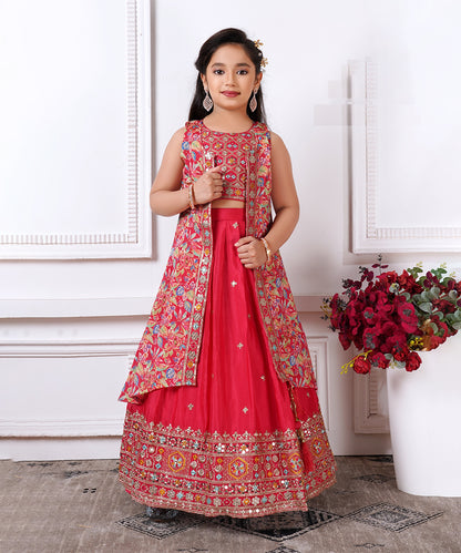 Embroidered Lehenga Set for Girl with Jacket