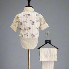 Printed Waist Coat Set For Party For Boys