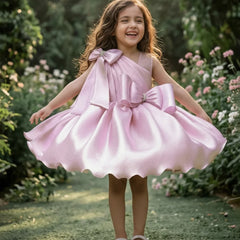 Baby Girl Birthday Frock with Bow | Shimmer Party Dress Jaipur