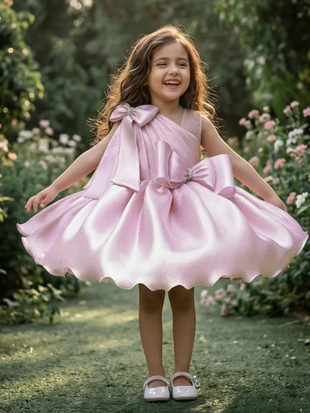 Baby Girl Birthday Frock with Bow | Shimmer Party Dress Jaipur