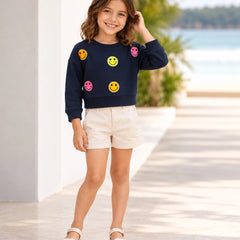 Trendy navy smiley top for girls, Devils N Angels Jaipur, view 4