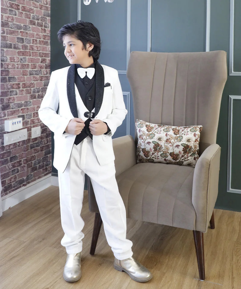Formal Coat For Boys White Boys Tuxedo Coat Suit Jaipur Designer Kids Partywear Set Formal Coat For Boys White Boys Tuxedo Coat Suit Jaipur Designer Kids Partywear Set