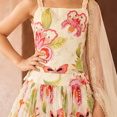 Devils N Angels white multicolor printed lehenga 3-piece set for girls aged 4-14 years in Jaipur