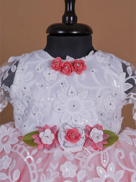 white & pink frock for baby girls 